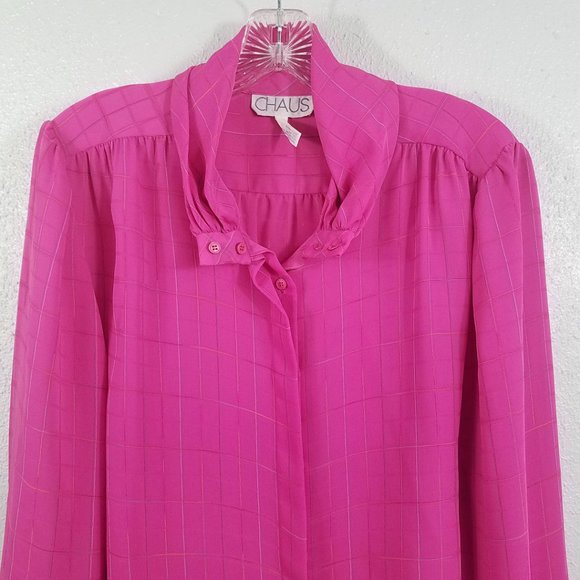 Chaus Tops Chaus Womens Hot Pink Button Down Blouse Shirt Top
